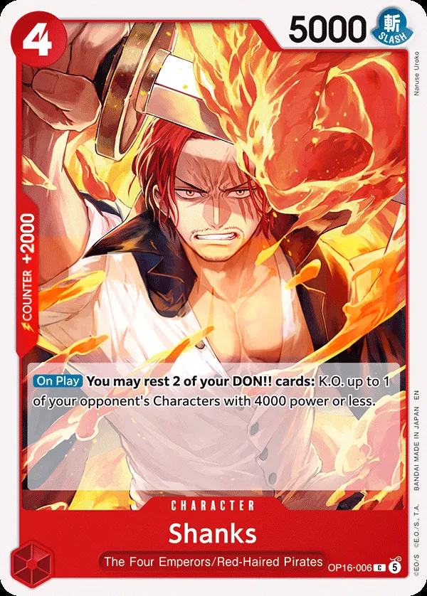 The Time of Battle 영어판 Shanks OP16-006 카드 앞면
