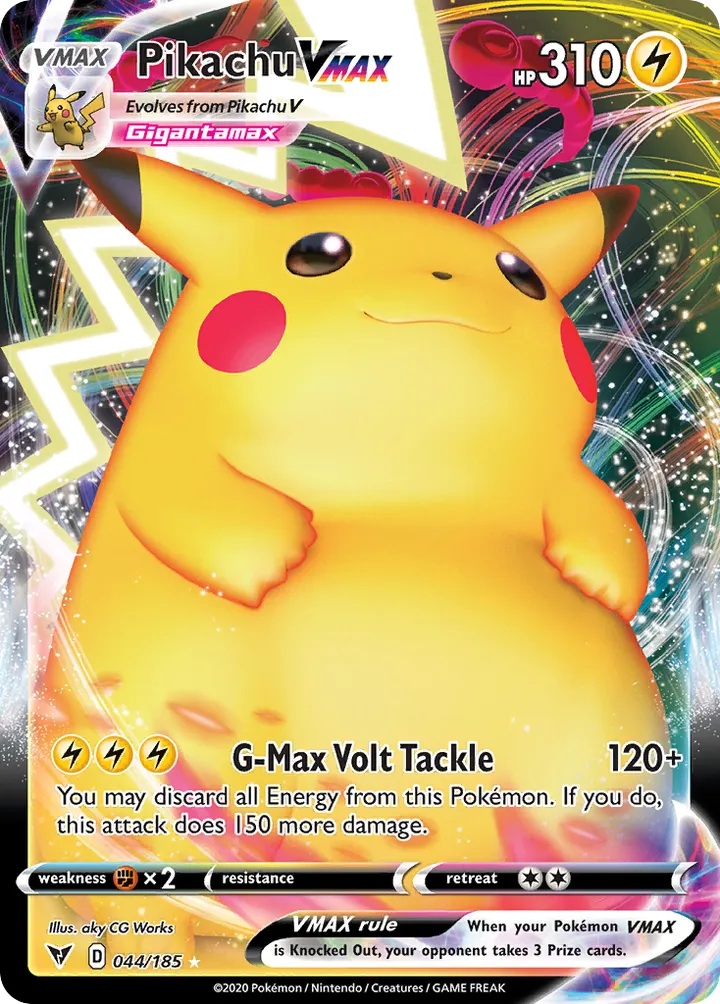 Sword & Shield—Vivid Voltage 영어판 Pikachu VMAX 44 카드 앞면