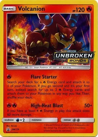 SM Black Star Promos 영어판 Volcanion SM179 · 프리릴리즈 STAFF 카드 앞면