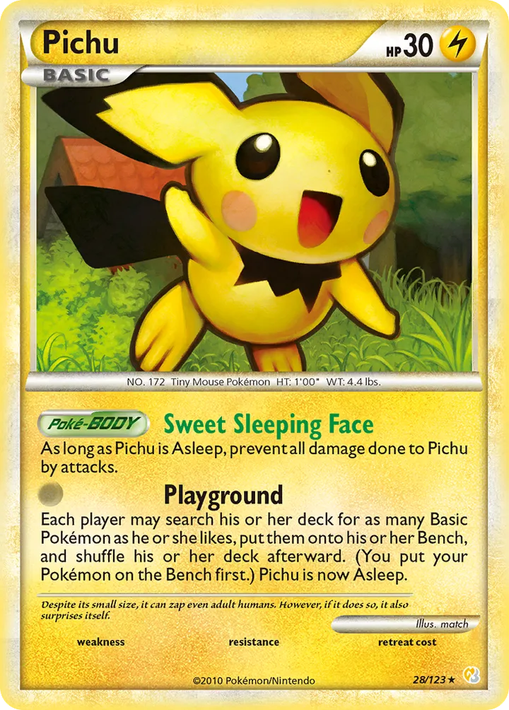 HeartGold & SoulSilver 英語版 Pichu 28 カード表面