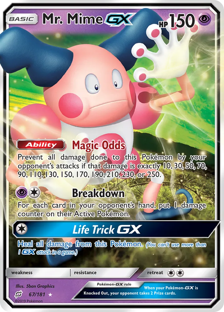 Sun & Moon—Team Up 英語版 Mr. Mime-GX 67 カード表面