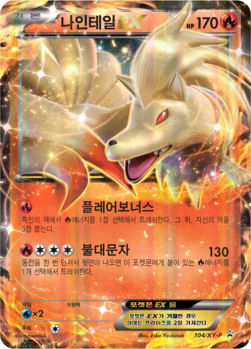XY 프로모 카드 韓国語版 나인테일 EX 104 カード表面