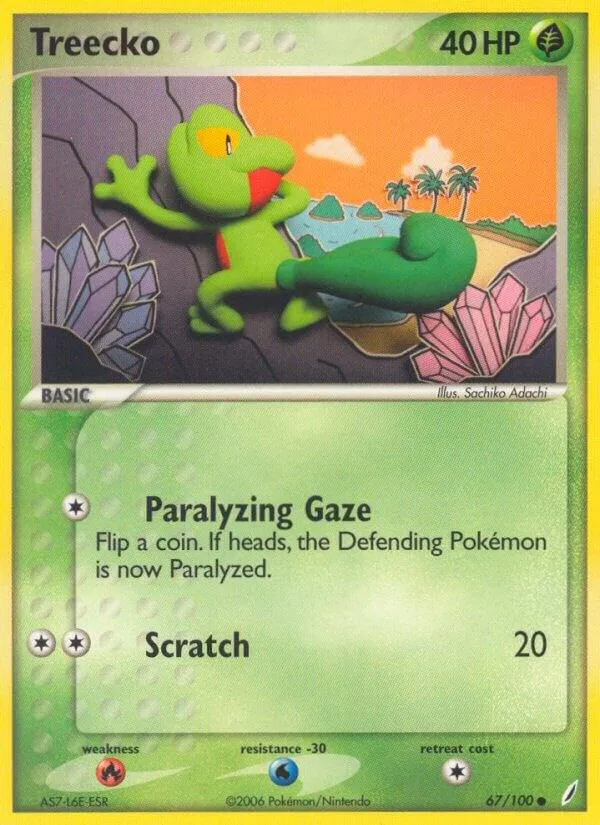 EX Crystal Guardians 영어판 Treecko 67 카드 앞면