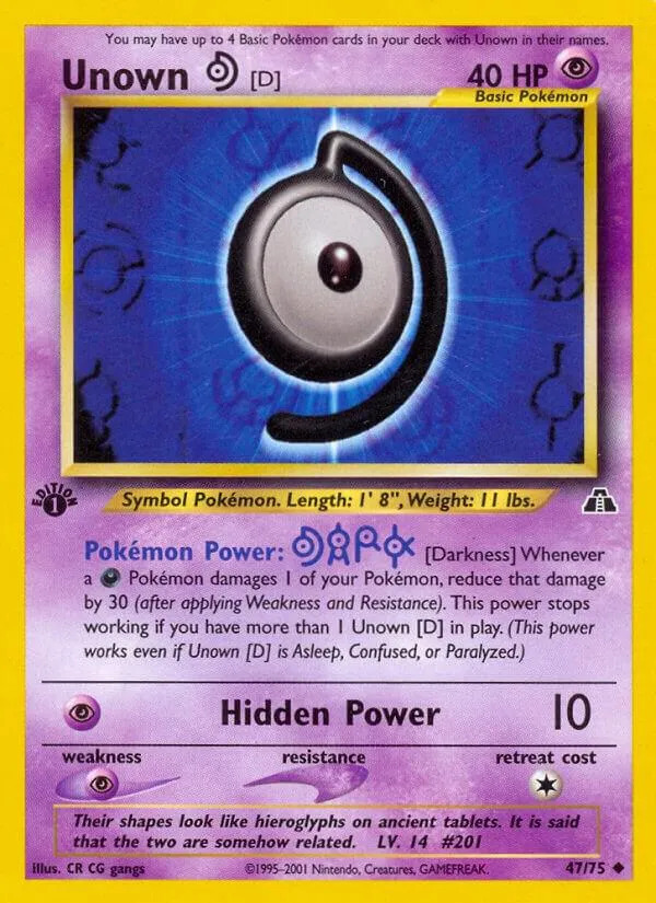 Neo Discovery 英語版 Unown [D] 47 カード表面