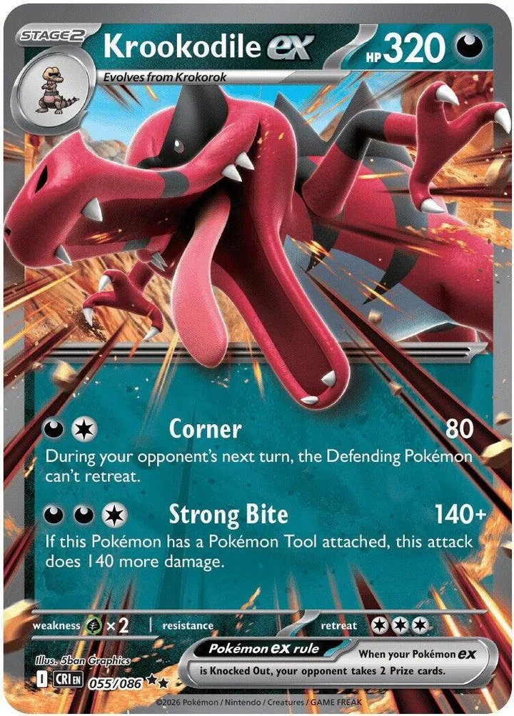 Mega Evolution—Chaos Rising 영어판 Krookodile ex 55 카드 앞면
