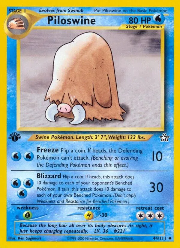 Neo Genesis 영어판 Piloswine 44 카드 앞면