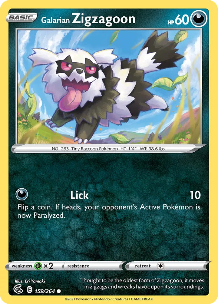 Sword & Shield—Fusion Strike 영어판 Galarian Zigzagoon 159 카드 앞면