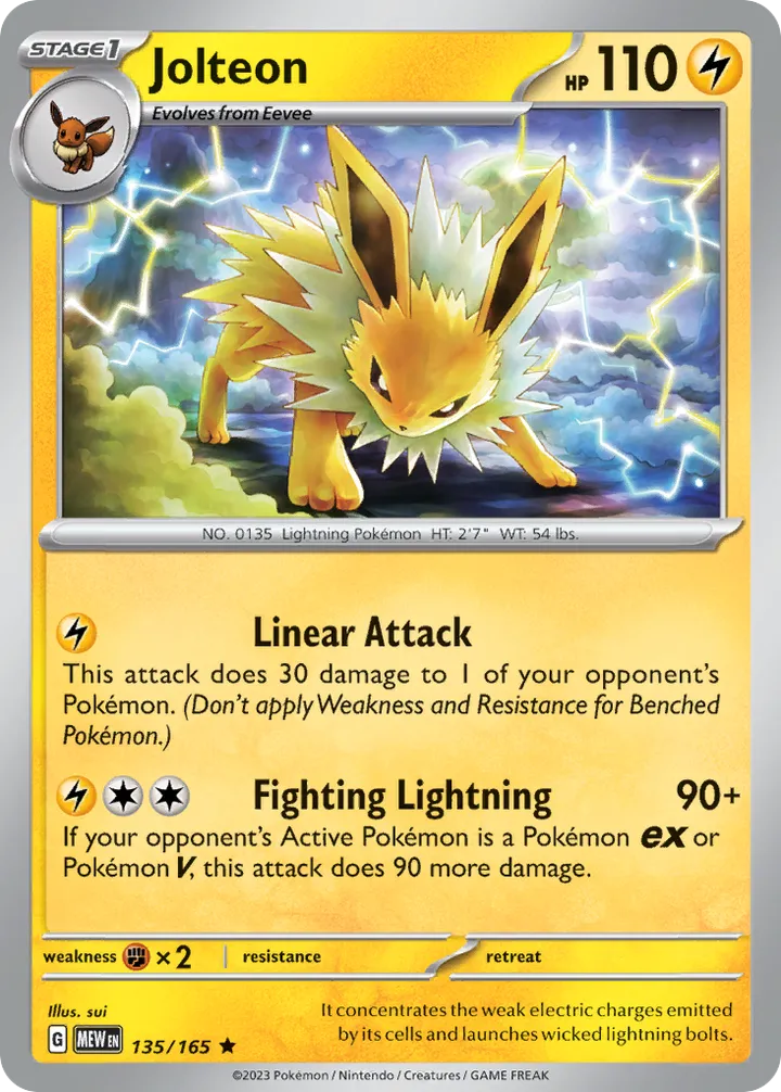 Scarlet & Violet—151 영어판 Jolteon 135 카드 앞면