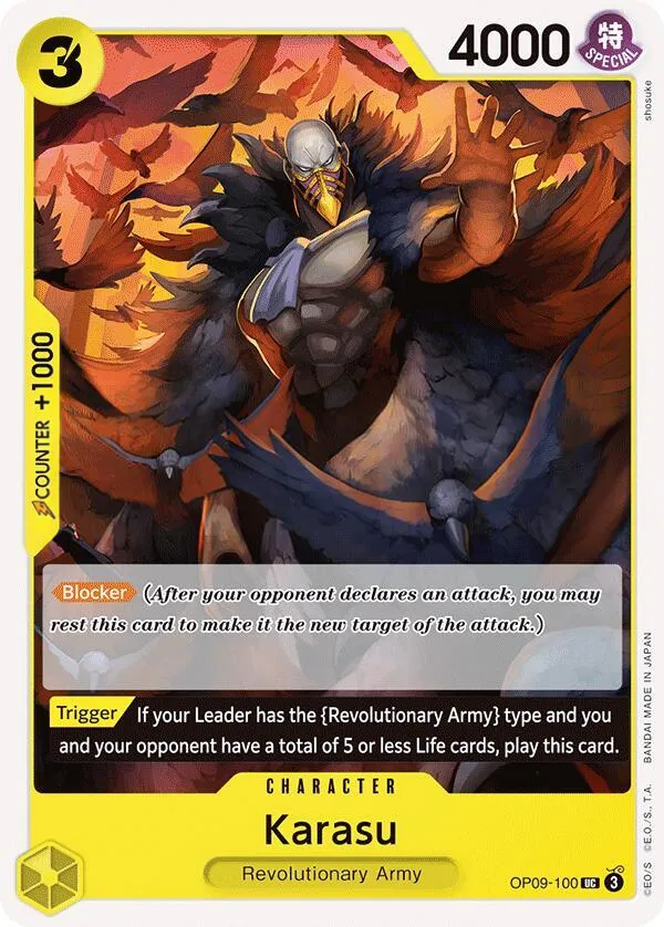 Emperors in the New World 영어판 Karasu OP09-100 카드 앞면