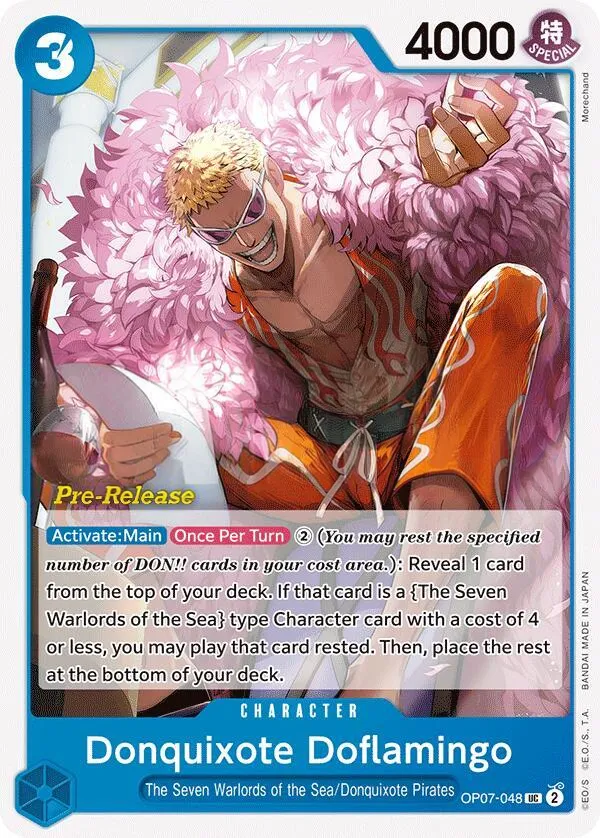500 Years in the Future 영어판 Donquixote Doflamingo OP07-048 · 세트 출시 행사 카드 앞면