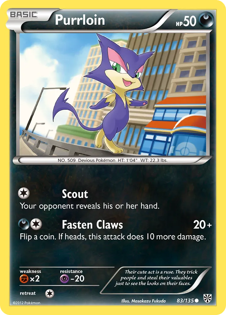 Black & White—Plasma Storm 영어판 Purrloin 83 카드 앞면