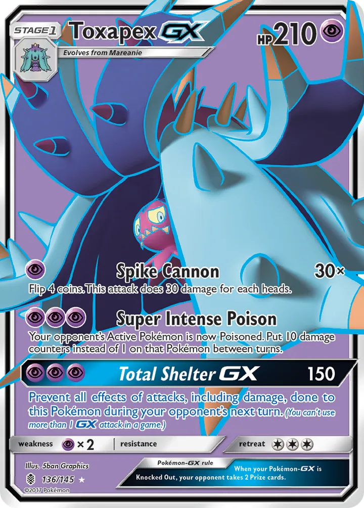 Sun & Moon—Guardians Rising 영어판 Toxapex-GX 136 카드 앞면