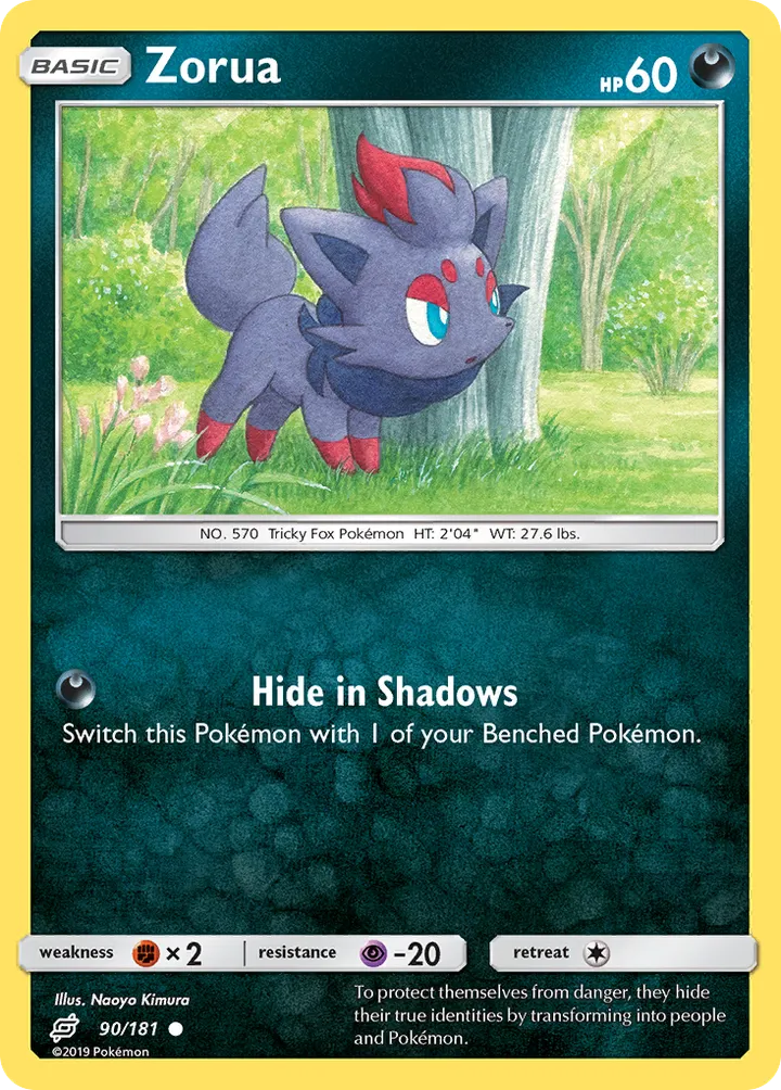 Sun & Moon—Team Up 영어판 Zorua 90 카드 앞면