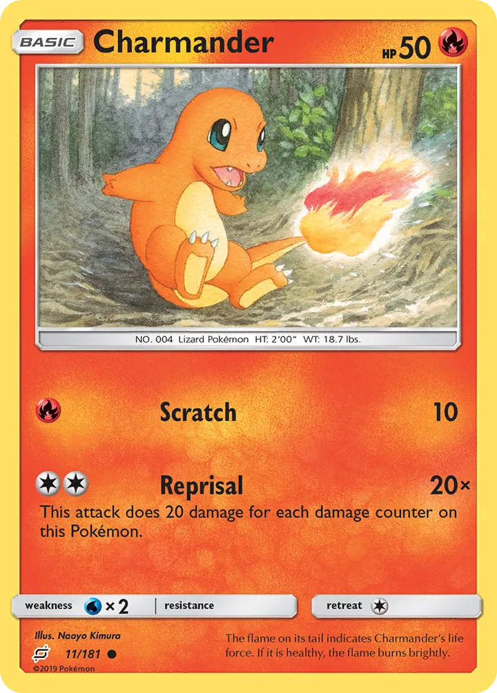 Sun & Moon—Team Up 영어판 Charmander 11 카드 앞면