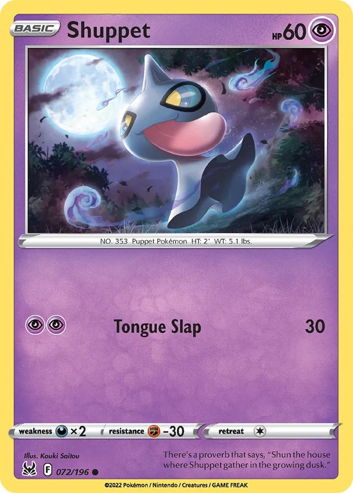 Sword & Shield—Lost Origin 영어판 Shuppet 72 카드 앞면