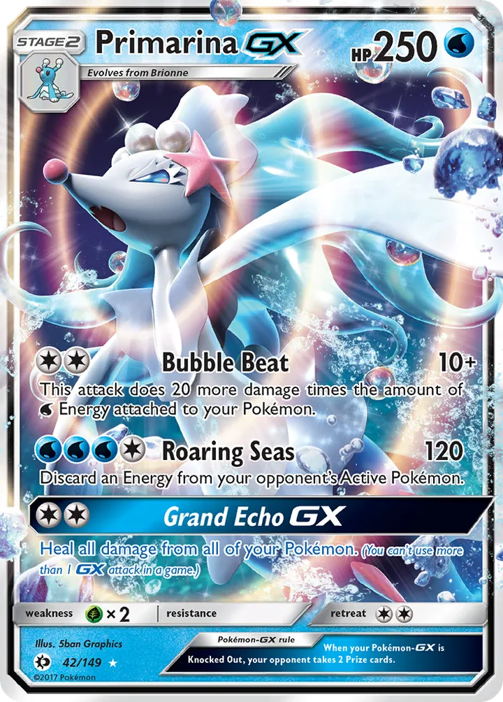 Sun & Moon 英語版 Primarina-GX 42 カード表面