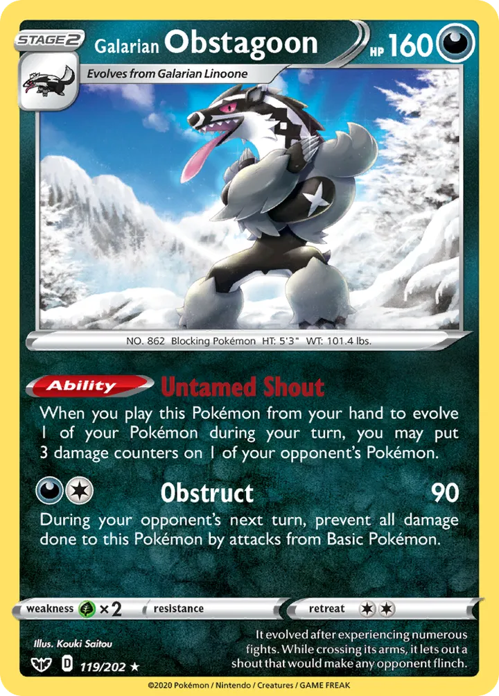 Sword & Shield 영어판 Galarian Obstagoon 119 카드 앞면