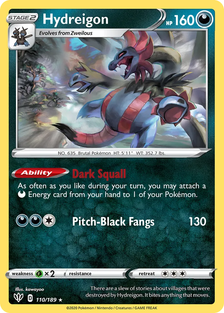 Sword & Shield—Darkness Ablaze 영어판 Hydreigon 110 카드 앞면