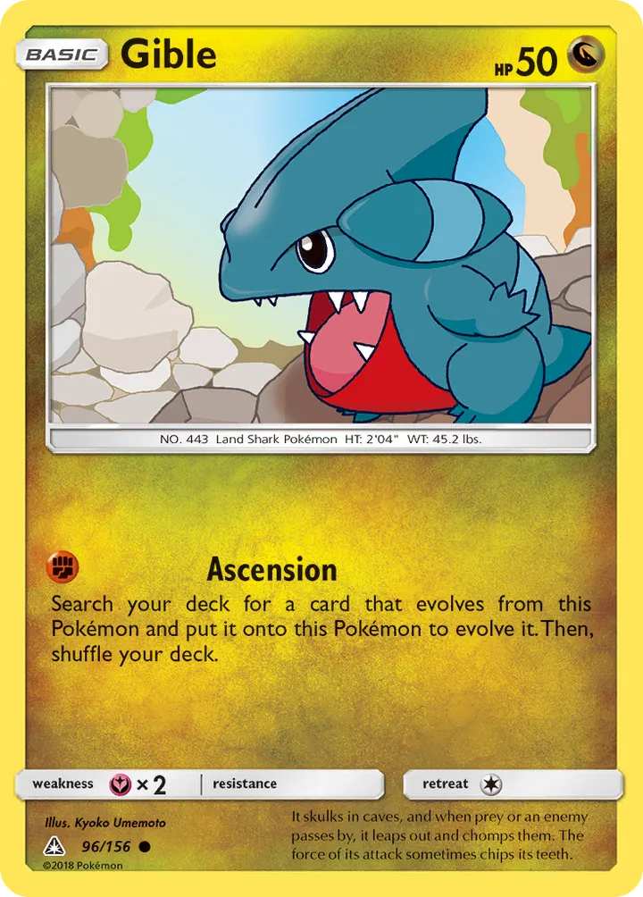 Sun & Moon—Ultra Prism 영어판 Gible 96 카드 앞면