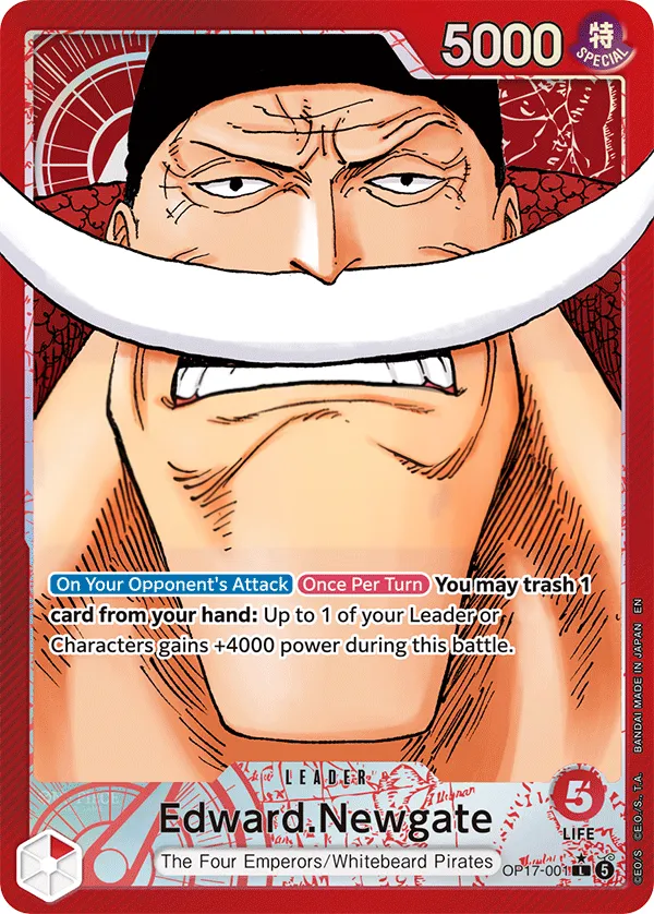 The World's Strongest Warriors 英語版 Edward.Newgate OP17-001 · パラレル カード表面