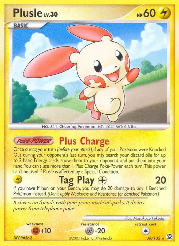Diamond & Pearl—Secret Wonders 英語版 Plusle 36 カード表面