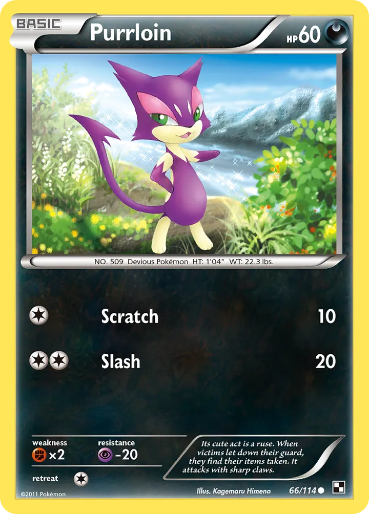 Black & White 영어판 Purrloin 66 카드 앞면