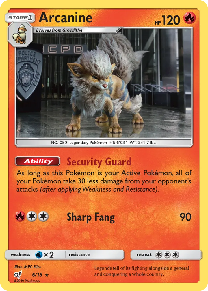 Detective Pikachu 英語版 Arcanine 6 カード表面