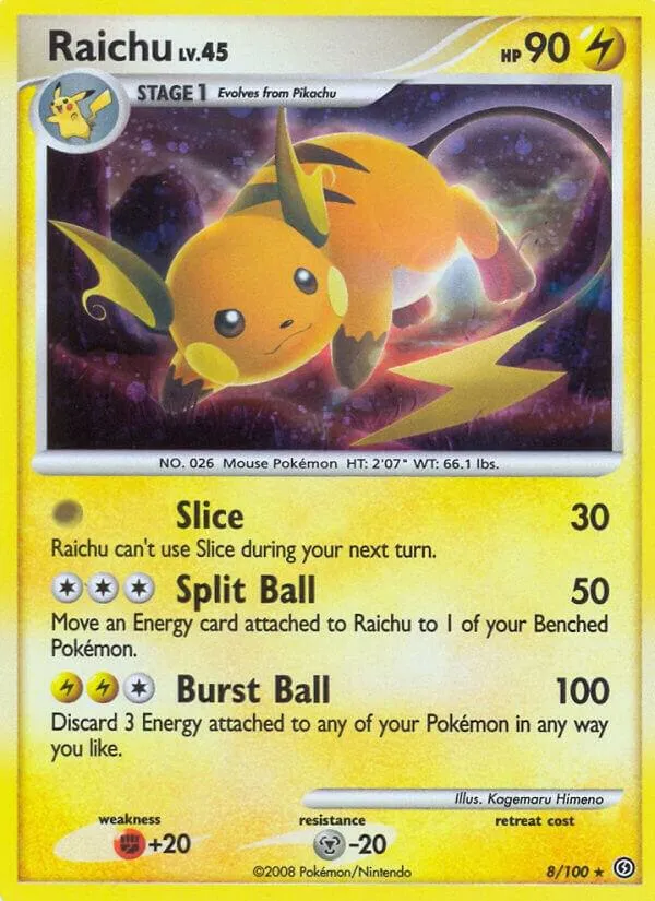 Diamond & Pearl—Stormfront 英語版 Raichu 8 カード表面