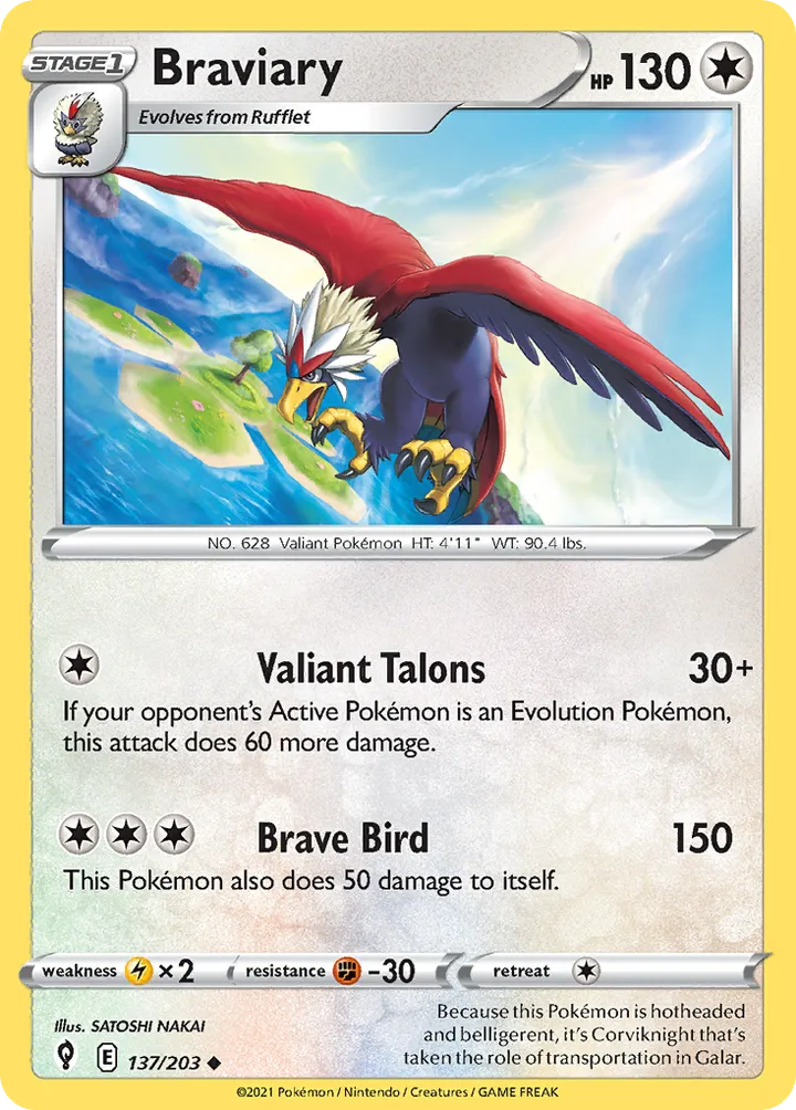 Sword & Shield—Evolving Skies 영어판 Braviary 137 카드 앞면
