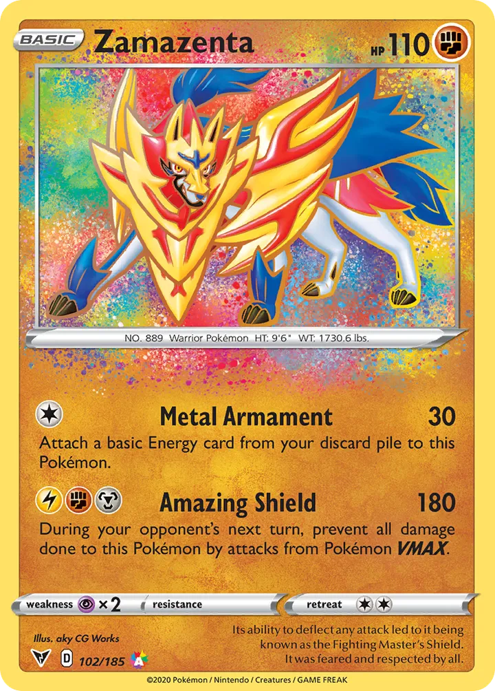 Sword & Shield—Vivid Voltage 영어판 Zamazenta 102 카드 앞면