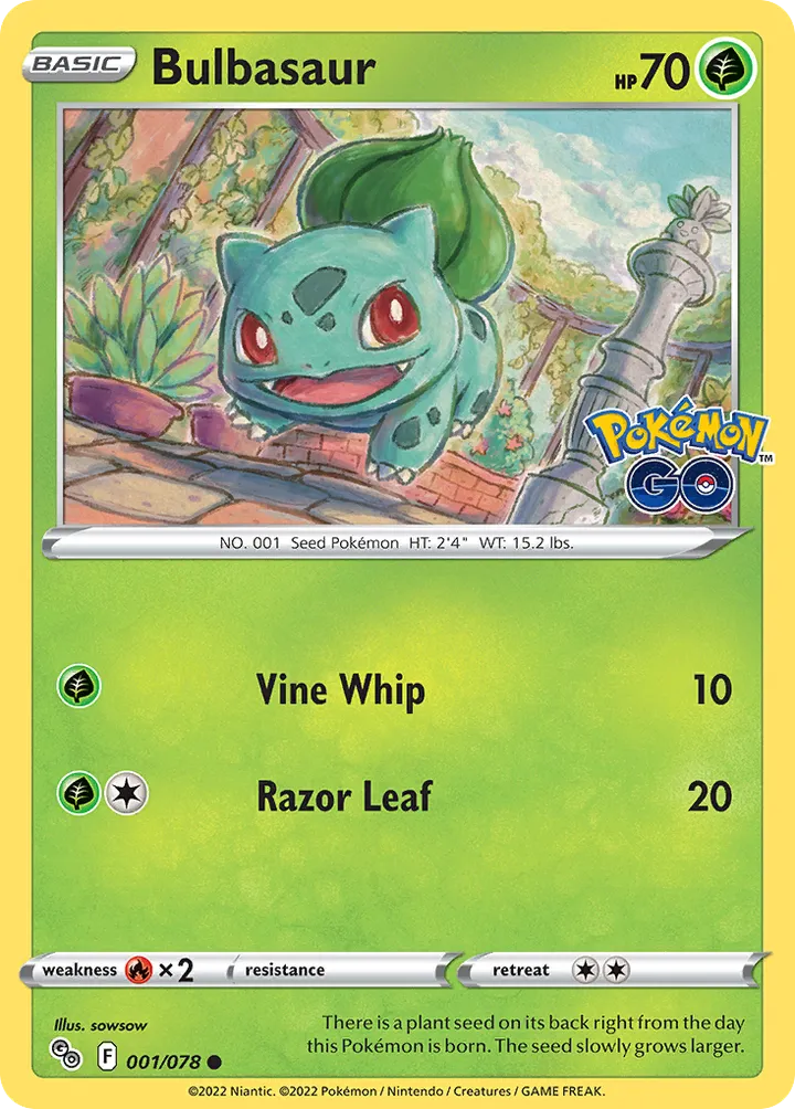 Pokémon TCG: Pokémon GO 영어판 Bulbasaur 1 카드 앞면