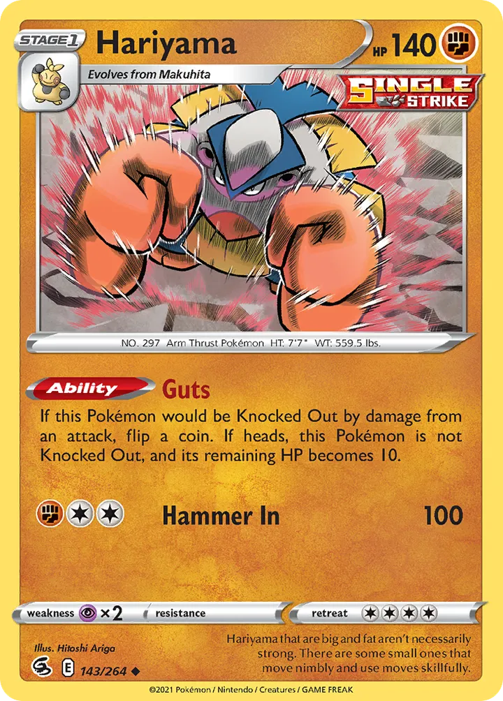Sword & Shield—Fusion Strike 영어판 Hariyama 143 카드 앞면