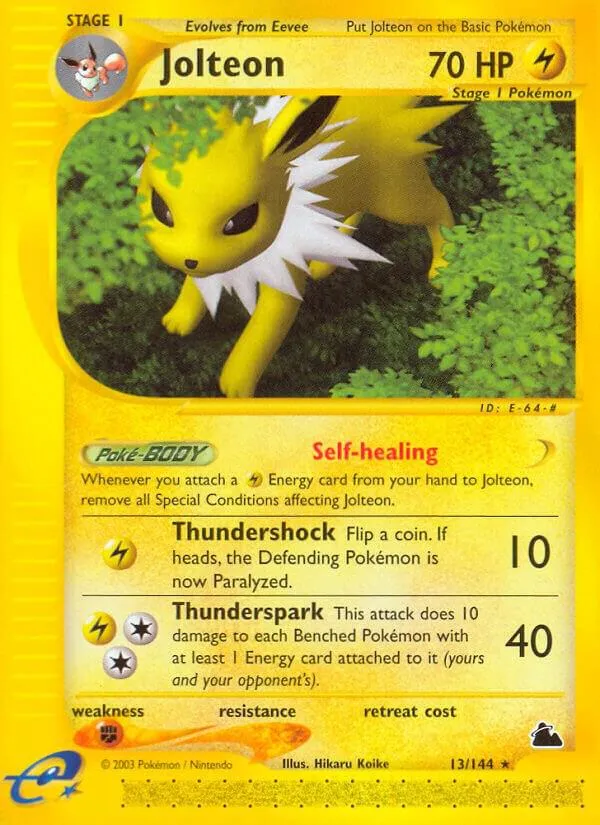 Skyridge 영어판 Jolteon 13 카드 앞면
