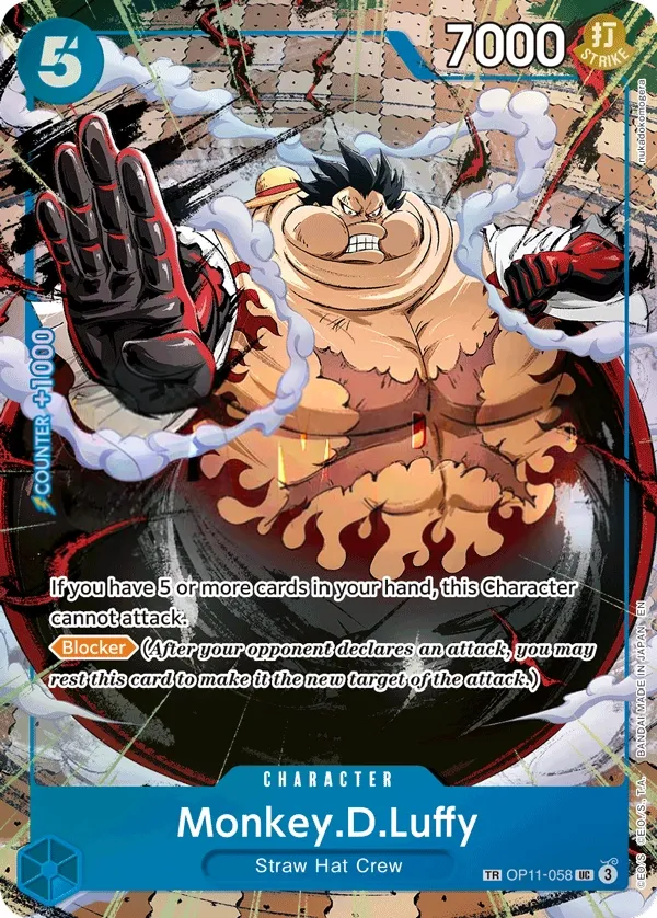 A Fist of Divine Speed 영어판 Monkey.D.Luffy OP11-058 · 패럴렐 카드 앞면