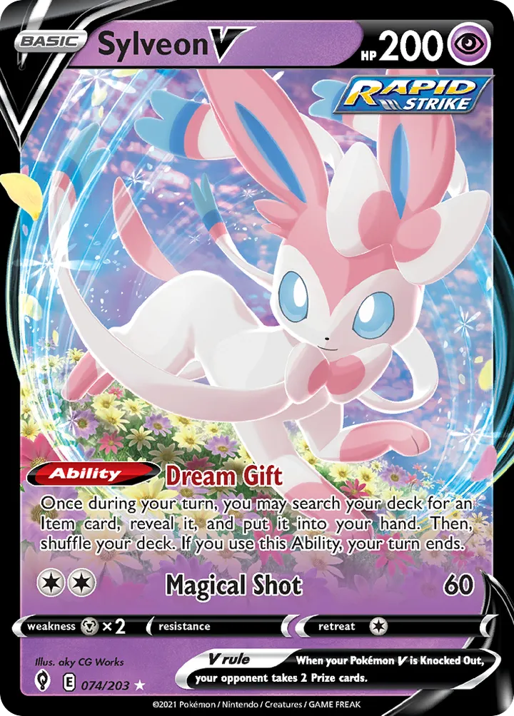 Sword & Shield—Evolving Skies 영어판 Sylveon V 74 카드 앞면