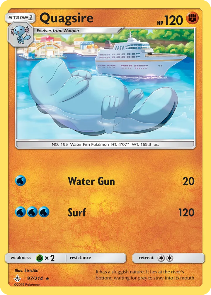 Sun & Moon—Unbroken Bonds 英語版 Quagsire 97 カード表面