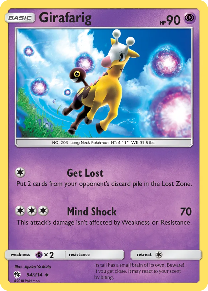 Sun & Moon—Lost Thunder 영어판 Girafarig 94 카드 앞면