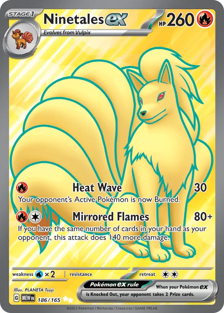 Front of Ninetales ex 186, Scarlet & Violet—151 English