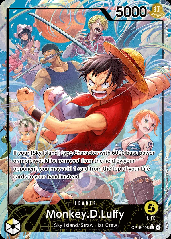 Adventure on Kami's Island 영어판 Monkey.D.Luffy OP15-098 · 패럴렐 카드 앞면
