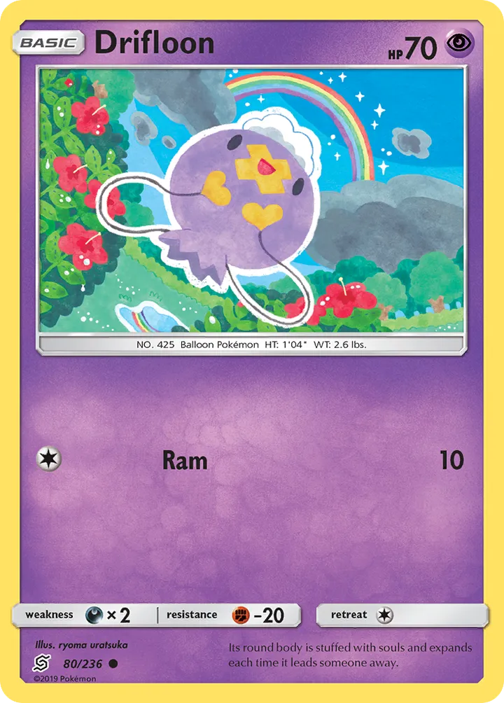 Sun & Moon—Unified Minds 英語版 Drifloon 80 カード表面