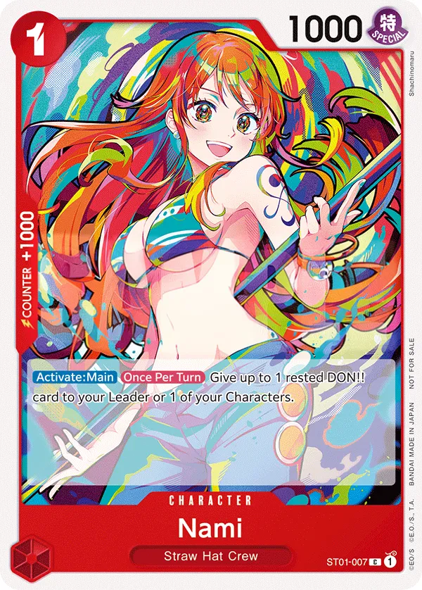 Straw Hat Crew 영어판 Nami ST01-007 · 패럴렐 4 카드 앞면