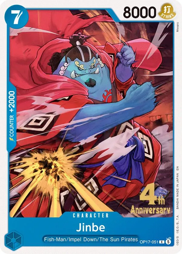 The World's Strongest Warriors 영어판 Jinbe OP17-051 · 기념 대회 카드 앞면