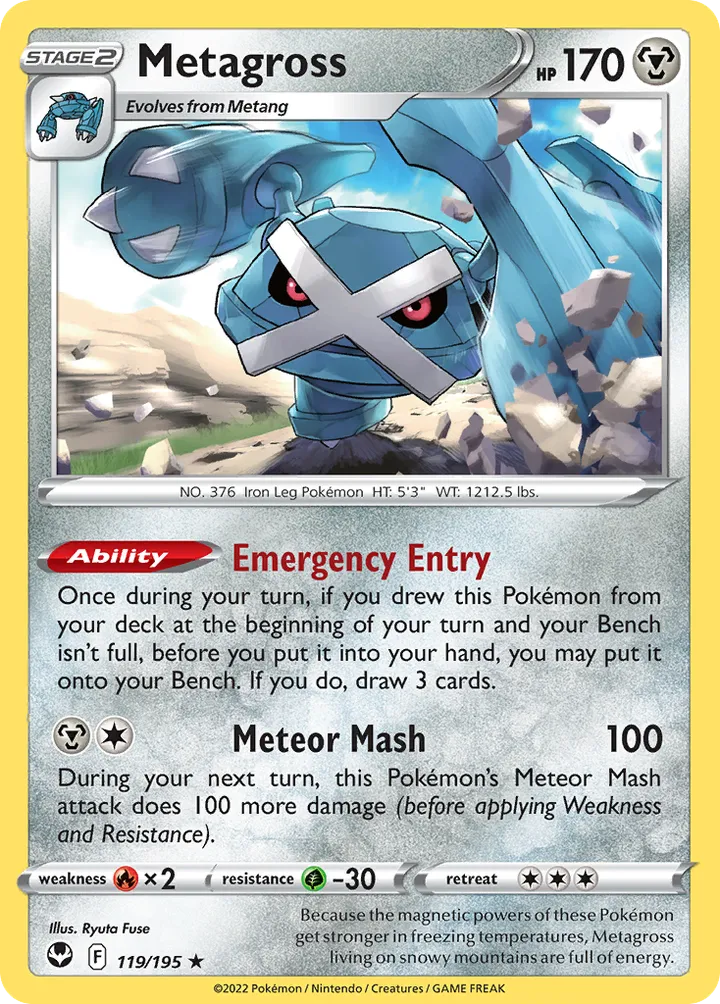 Front of Metagross 119, Sword & Shield—Silver Tempest English