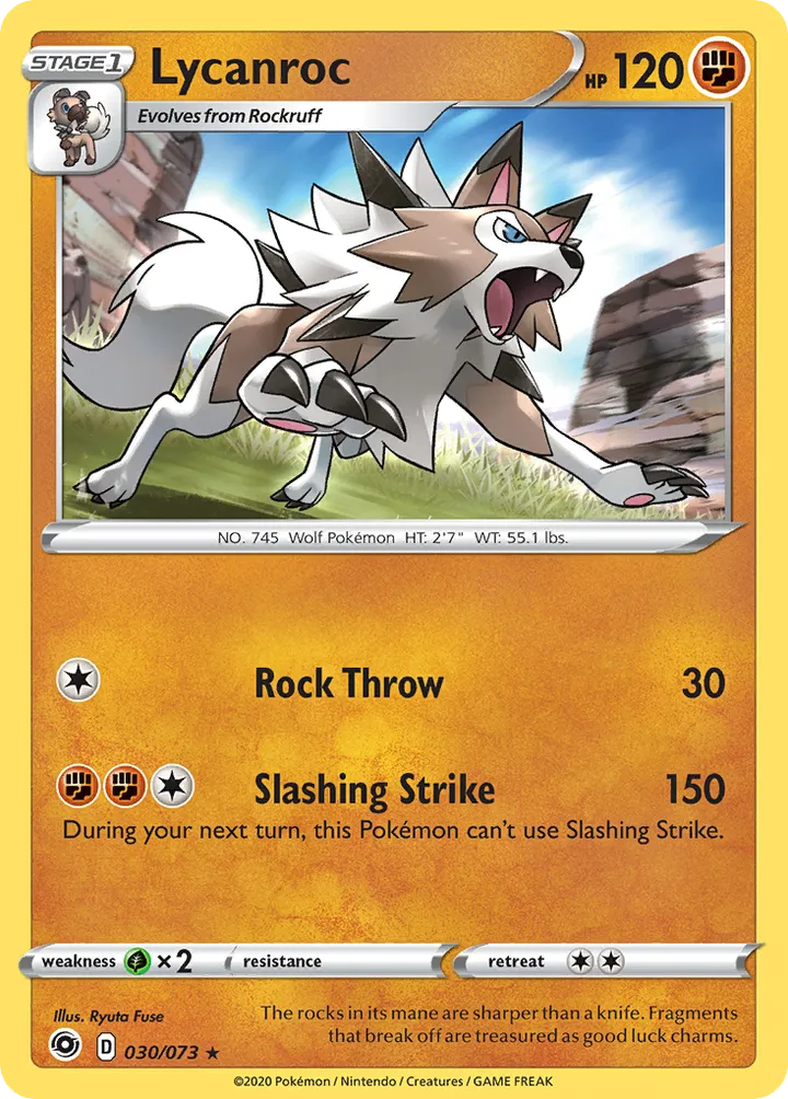 Champion's Path 英語版 Lycanroc 30 カード表面