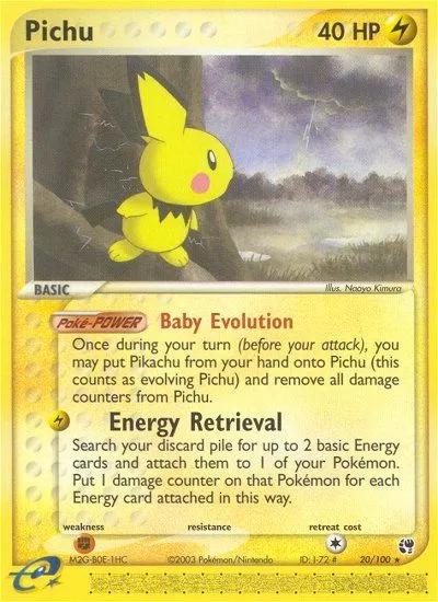EX Sandstorm 英語版 Pichu 20 カード表面