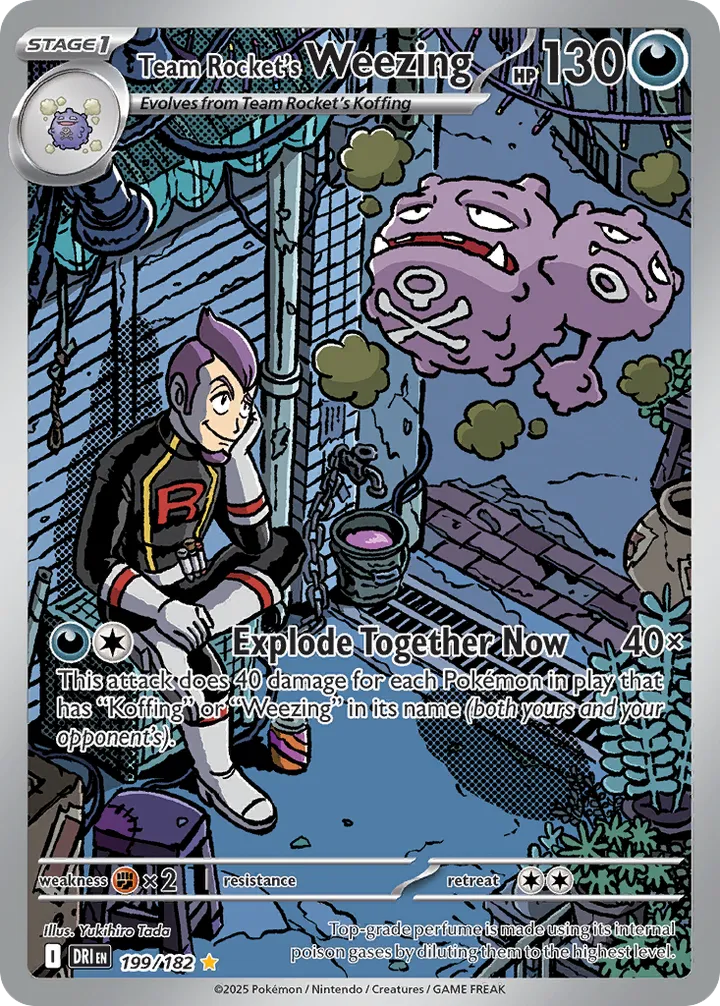 Scarlet & Violet—Destined Rivals 영어판 Team Rocket's Weezing 199 카드 앞면