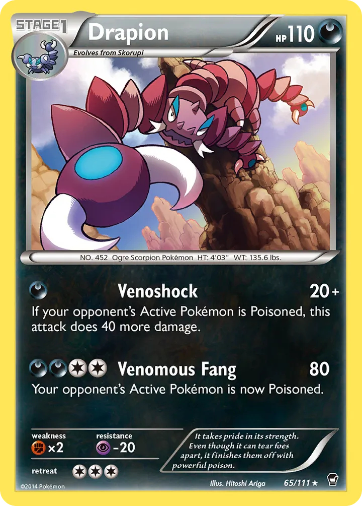 XY—Furious Fists 英語版 Drapion 65 カード表面