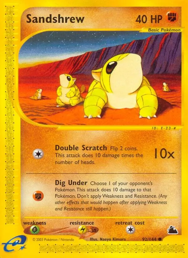 Skyridge 영어판 Sandshrew 92 카드 앞면
