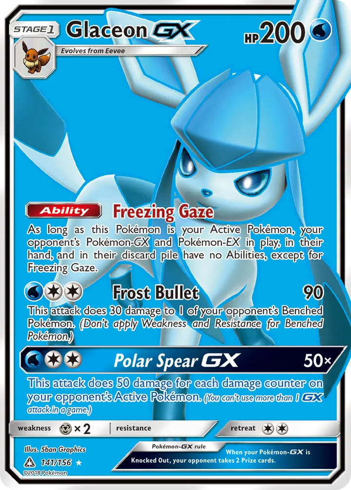 Sun & Moon—Ultra Prism 英語版 Glaceon-GX 141 カード表面
