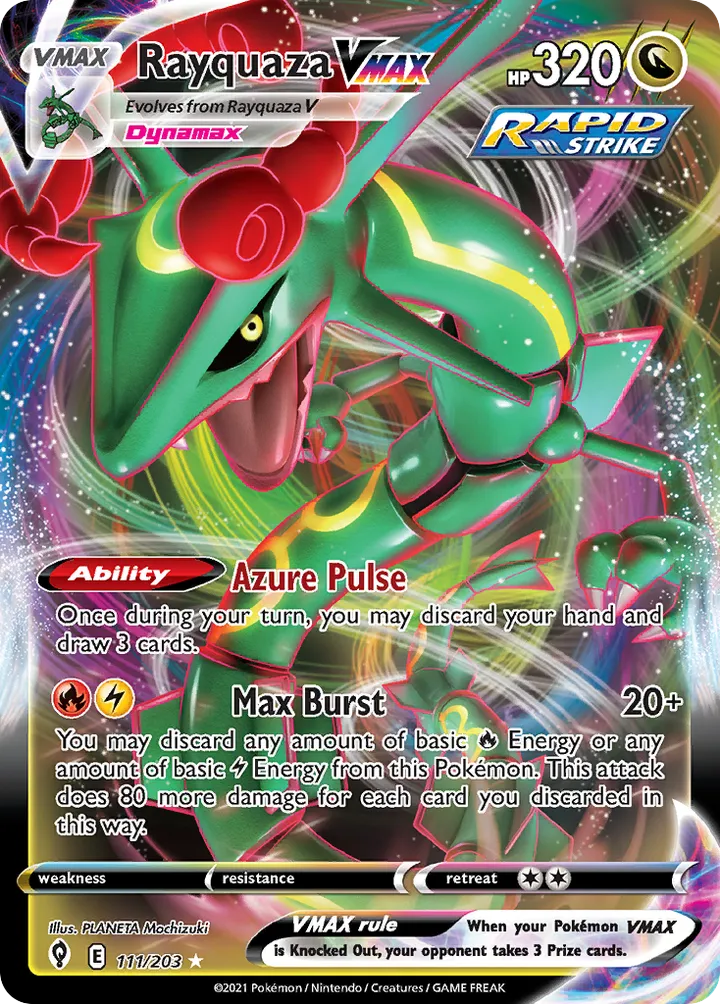 Sword & Shield—Evolving Skies 英語版 Rayquaza VMAX 111 カード表面
